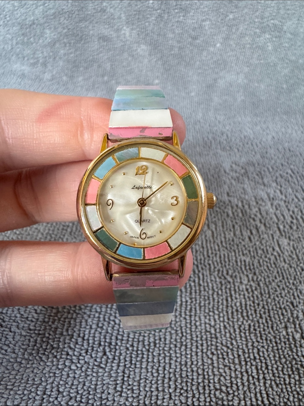 Lafayette Mother-of-Pearl Mosaic Stretch Band Watch